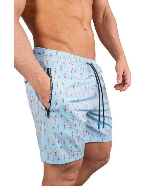 Maceoo Blue Swim Lion Pool Swim Trunks for men
