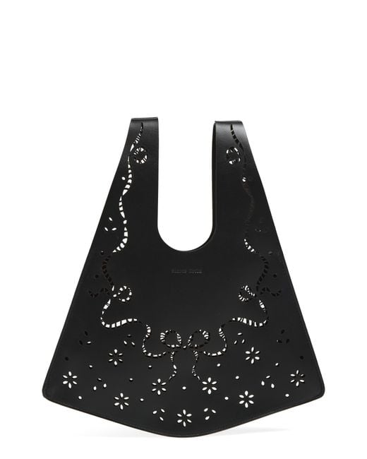 Simone Rocha Black Mini Lasercut Leather Shopper