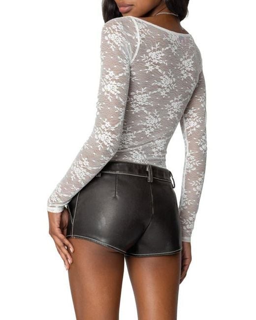 Edikted White Ally Sheer Lace Bodysuit