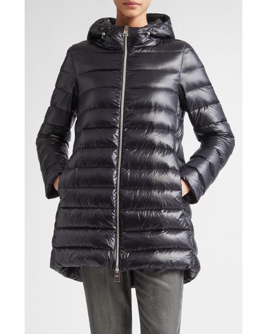 Herno Black Shiny Nylon Hooded Down Puffer Jacket