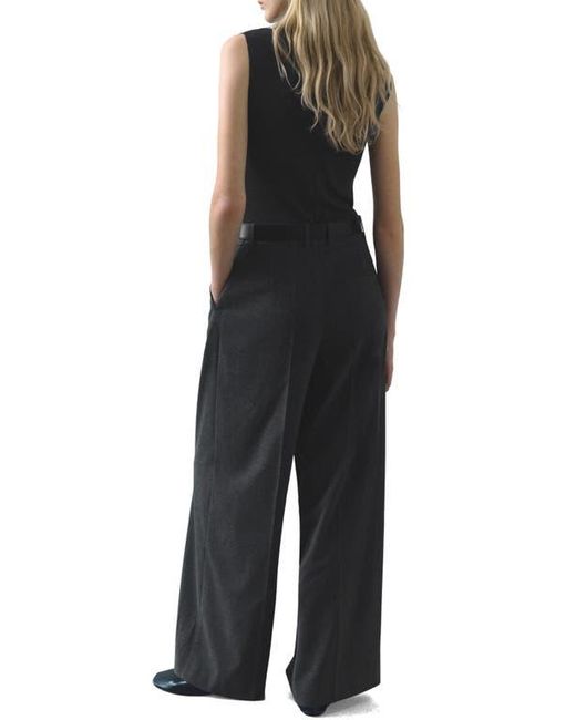 Mango Gray Pinstripe Sleeveless Wide Leg Jumpsuit
