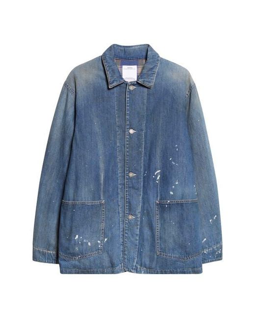Visvim Blue Distressed Denim Down Chore Jacket for men