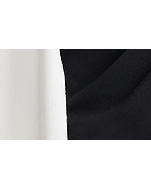 Tadashi Shoji Blue Bow Cape Detail One-Shoulder Gown