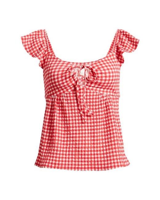 BP. Red Flutter Sleeve Top