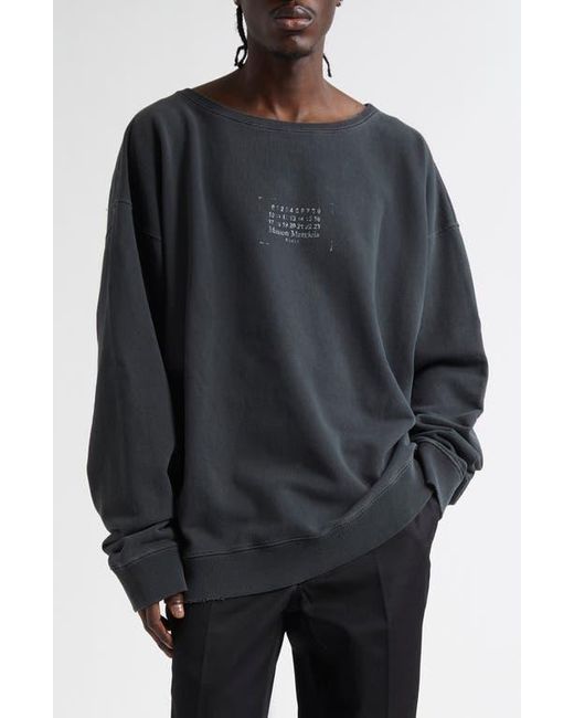 Maison Margiela Black Numeric Motif Cotton Jersey Graphic Sweatshirt for men