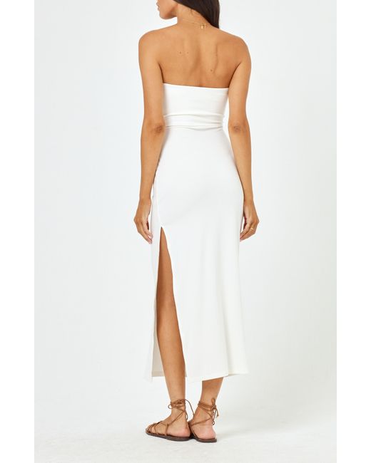 L*Space White Kierra Cutout Strapless Rib Cover-up Dress