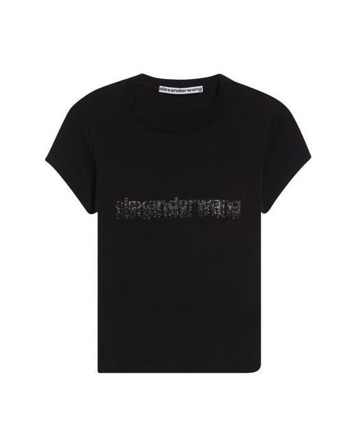 Alexander Wang Blue Hotfix Crystal Logo Baby Tee