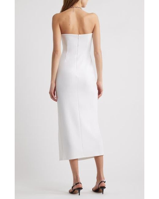 Open Edit White Ruched Strapless Maxi Dress