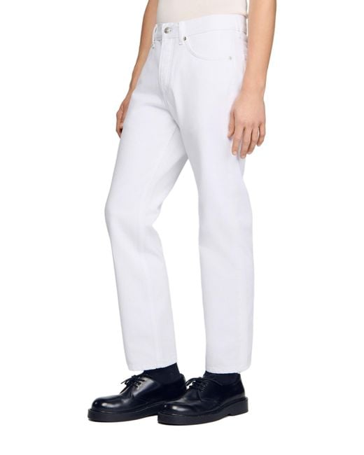 Sandro White Regular Raw Jeans for men