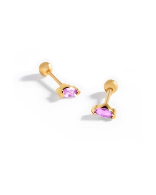 Mint & Lily White Marquis Gemstone Sleeper Stud Earrings