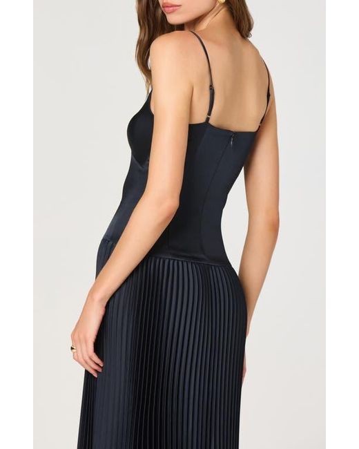 Astr Blue Pleated Drop Waist Dress