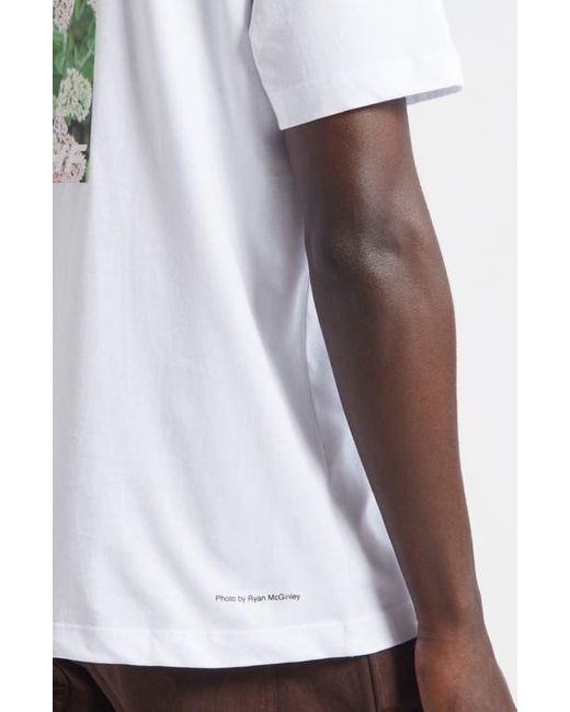 Sky High Farm White Gender Inclusive Flower Logo Regenerative Cotton Graphic T-Shirt for men