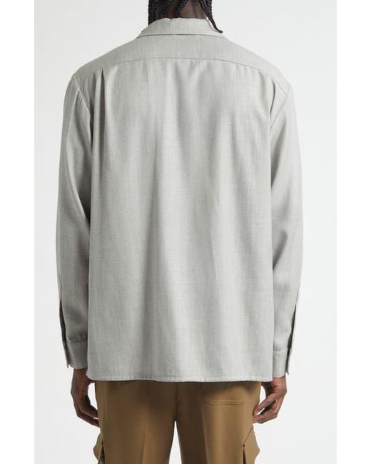 Second Layer Gray Church Wool Button-Up Shirt for men