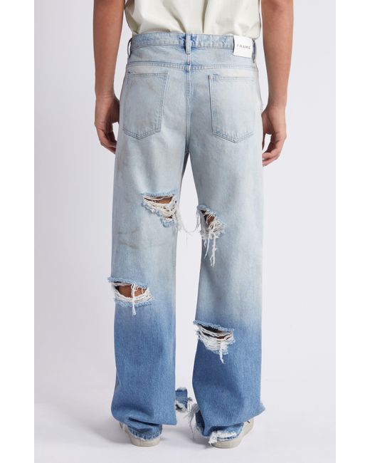 FRAME Blue The Boxy Ripped Straight Leg Jeans for men