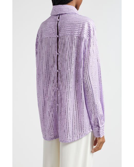 Stine Goya Purple Edel Sequin Stripe Button-up Shirt