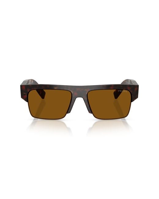 Prada Brown 55Mm Rectangular Sunglasses for men
