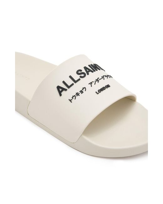 AllSaints White Underground Slide Sandal for men