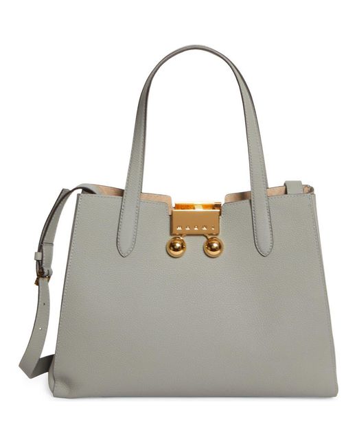 Marni Gray Small Trunkaroo Leather Tote