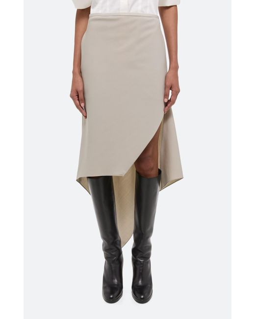 Helmut Lang Natural Scarf Hem Virgin Wool Maxi Skirt