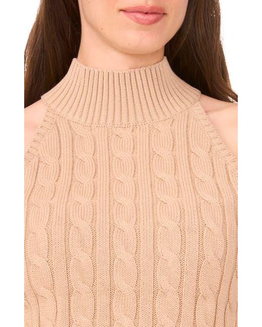 Halogen® Blue Turtleneck Cable Stitch Cotton Sweater Tank