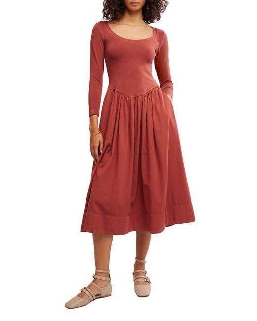 Free People Red Aelia Long Sleeve Maxi Dress
