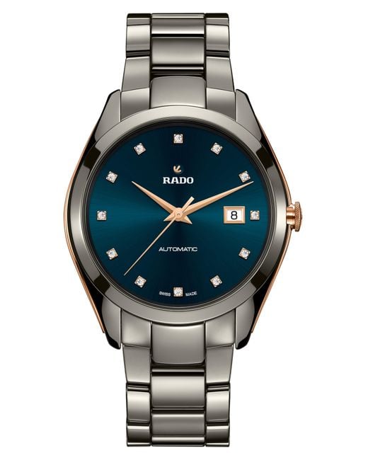 Rado Metallic Hyperchrome Diamond Automatic Bracelet Watch, 42Mm for men