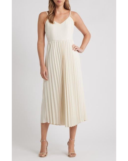 ZOE AND CLAIRE Natural Pleated Slipdress & Cardigan Set