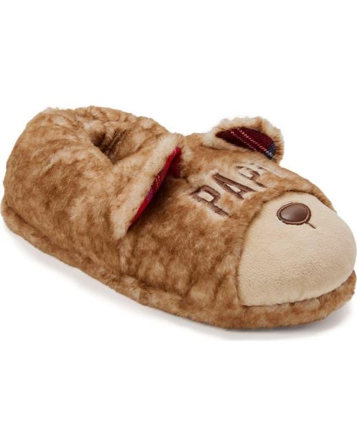 Dearfoams Brown Papa Bear Closed Back Slipper for men