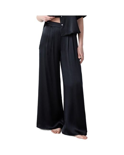 Etam Blue Pearly Silk Wide Leg Pajama Pants