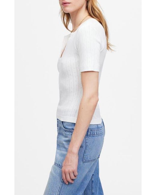 Madewell White Pointelle Crewneck Short Sleeve T-Shirt