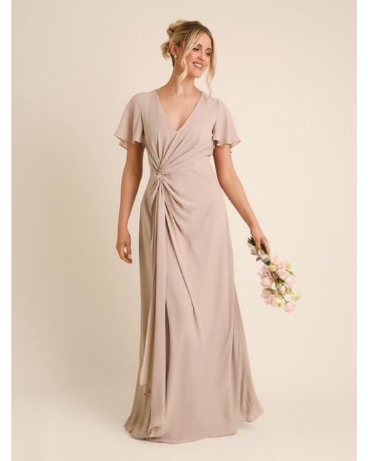 Six Stories Women's Natural Knot Front Chiffon Bridesmaid Dress