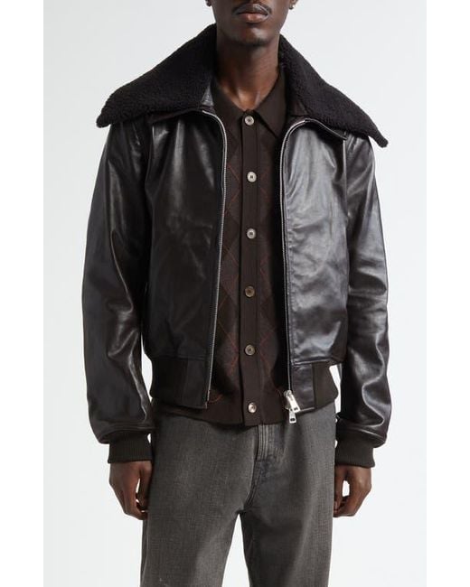 Our Legacy Pharos Leather Bomber Jacket With Removable Genuine