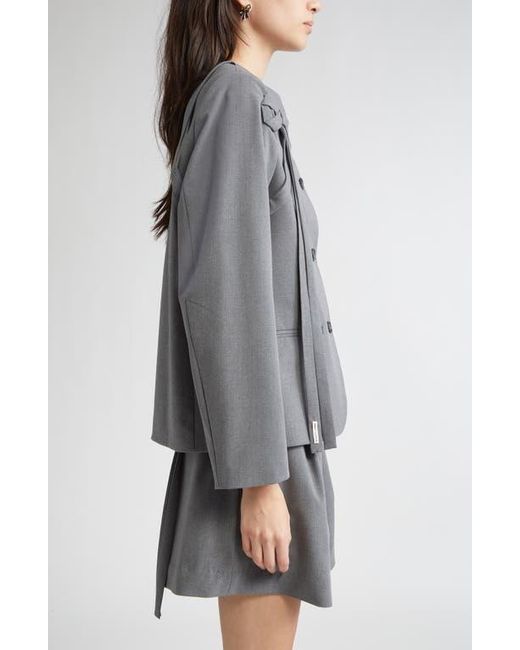 Sandy Liang Kallo Bow Detail Jacket in Gray | Lyst