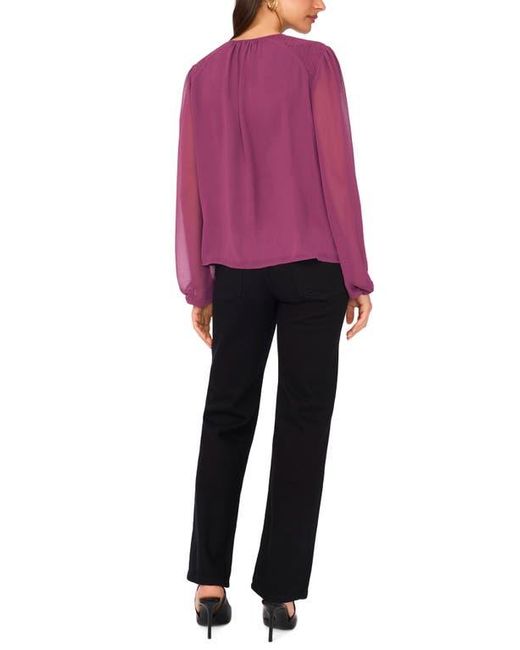 Vince Camuto Red Smock Detail Long Sleeve Top