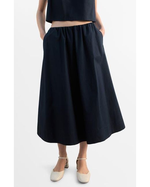 Mango Blue Cotton Midi Skirt