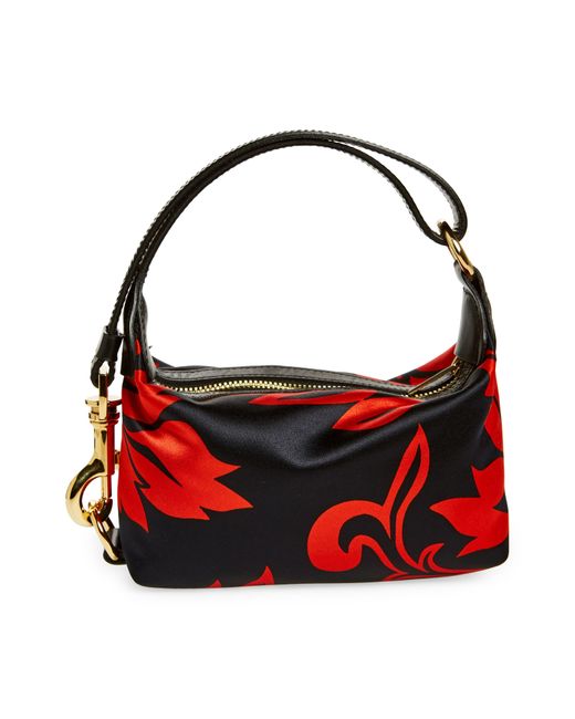 Sacai Red Small Pochette Floral Print Top Handle Bag