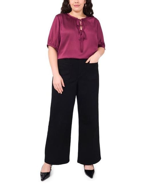 Vince Camuto Purple Tie Front Satin Top