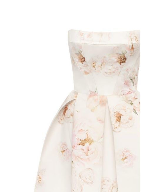 Millà Natural Strapless Midi Corset Dress With A Floral Print