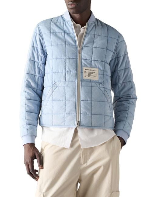 Moose Knuckles Blue Transit Down Denim Liner Bomber Jacket for men