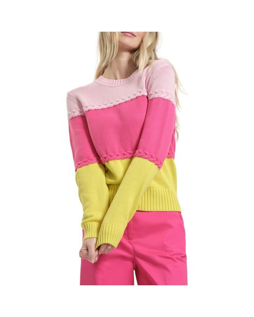 Isaac Mizrahi New York Braid Accent Colorblock Cotton Crewneck Sweater ...