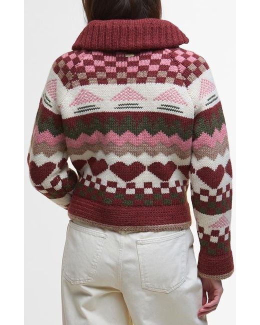 Barbour Multicolor Ruby Wool Blend Shawl Collar Cardigan