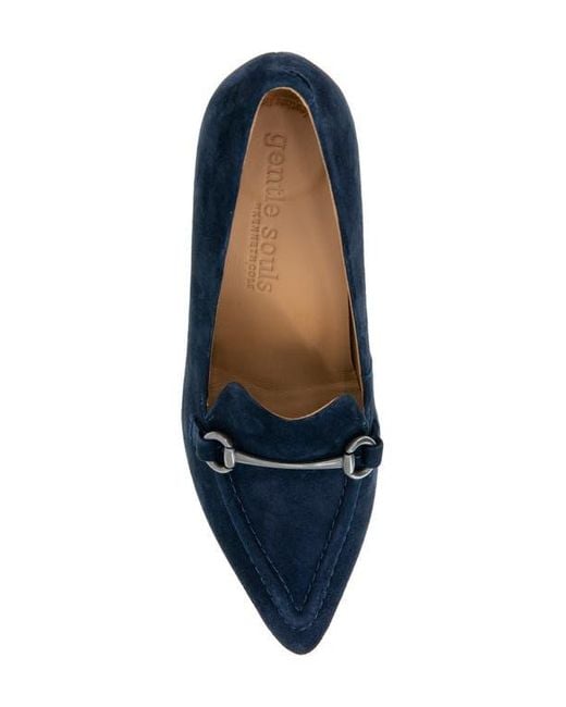 Gentle Souls Blue Dionne Pointed Toe Bit Loafer Pump
