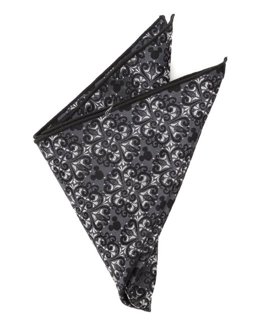 Cufflinks Inc. Black Mickey Mouse Damask Silk Pocket Square for men