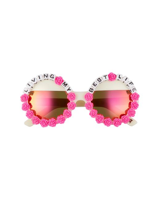 Rad & Refined Pink Rad + Refined Living My Best Life Round Sunglasses