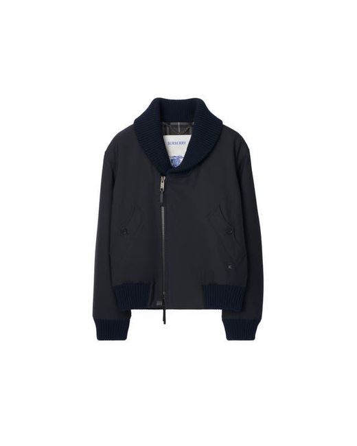 Burberry Blue Wool Blend Bomber Jacket for men