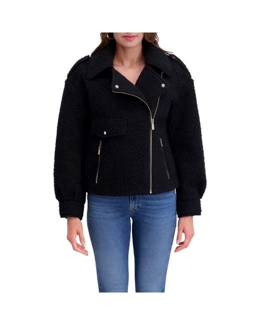 Kensie Black Bouclé Moto Jacket