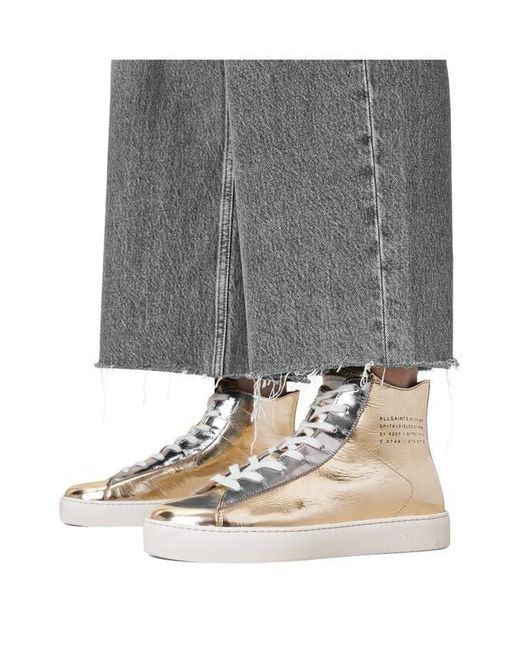 AllSaints Natural Tana Metallic High Top Sneaker