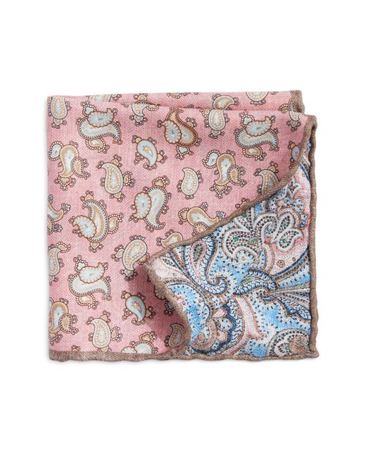 Edward Armah Pink Paisley Reversible Silk Pocket Square for men
