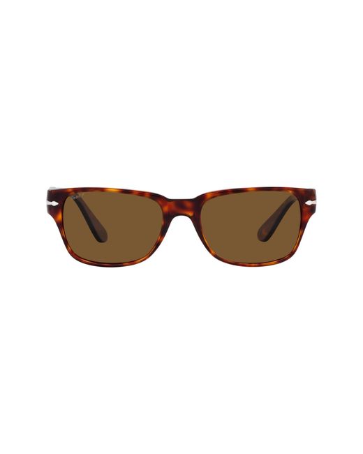 Persol Brown Polarized Rectangular Sunglasses for men