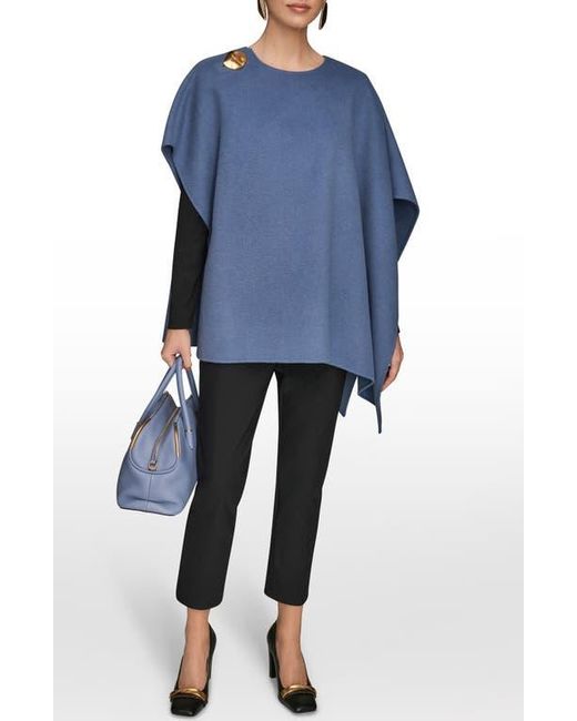 Donna Karan Blue Wool Blend Cape
